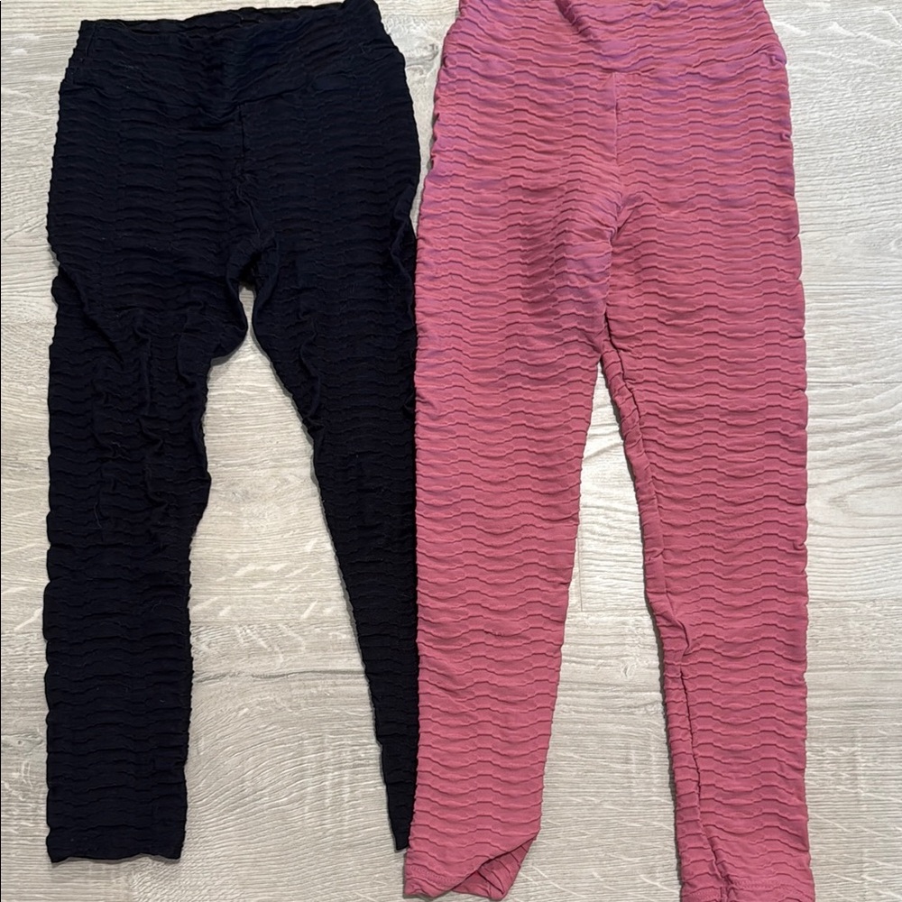 Booty by Brabants Kids Textured Leggings - Black and Pink